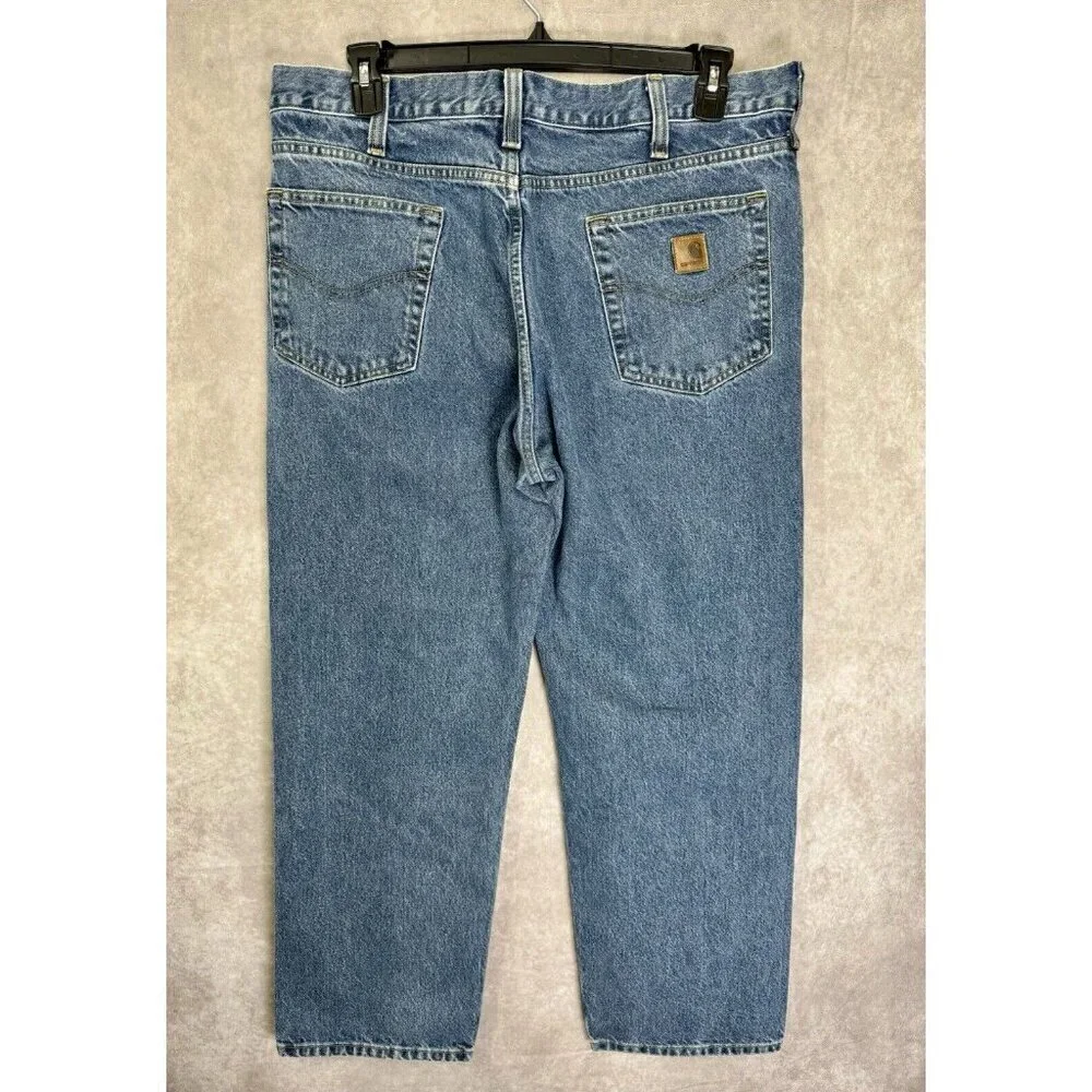Carhartt Jeans Mens 38x30 Blue Relaxed Fit Denim Workwear 100% Cotton B460DPS